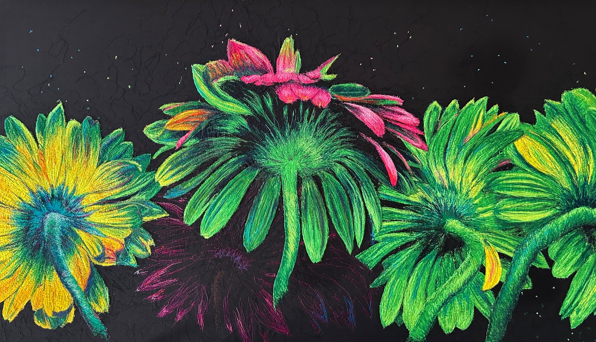 "Gerbera" 70 x 150cm, kr. 8500,-